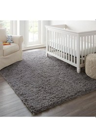 Resim Saraz Halı Antrasit Yıkanabilir Yolluk Kaymaz Taban Uzun Tüylü Yumuşak Halı Kaymaz Tüylenmez 