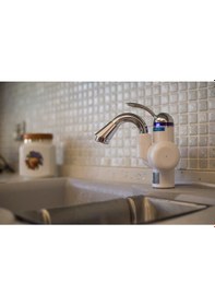 Resim Elektrikli Sıcak Musluk Ani Su Isıtıcı Şofben Musluk Asg-3B Beyaz Gümüş 