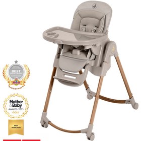 Resim Maxi-Cosi Minla Plus 6'sı Bir Arada Ahşap Görünümlü 4 Tekerlekli Mama Sandalyesi Beige 