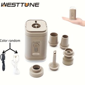 Resim WEST TUNE Taşınabilir Kablosuz Elektrikli Hava Pompası - Şişme Yastıklar, Hava Yatakları, Tekneler, Yüzme Halkaları için Otomatik USB Şarj Edilebilir Lityum-Polimer Pil Şişirici/Söndürücü (Haki), Şişme Ürünler için Taşınabilir Hava Pompası, Dış Mekan Ekipmanları, Minimalist Tasarım, Dayanıklı Yapı, Kamp Ekipmanı, Kompakt Tasarım, Yüksek Performanslı Motor, Tekne Sahipleri İçin 