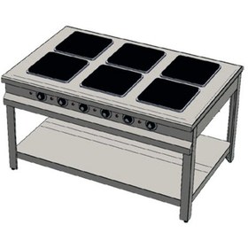 Resim Karacasan Endüstriyel 150 Cm Taban Raflı 6 Gözlü Elektrikli Ocak 