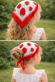 Resim Honeybeeatelier çilek temalı yetişkin ve çocuk bandana fular 