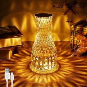 Resim Buradabuldun Sürahi Model Usb Şarjlı Kumandalı 16 Farklı Işık Modlu Masa Üstü Kristal Akrilik Lamba Led Çok Renkli 