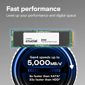 Resim Tuba Toptaş Crucıal CT480E100SSD8, E100, 480GB, 4700/2500, Gen4, Nvme Pcıe M.2 2280, SSD 