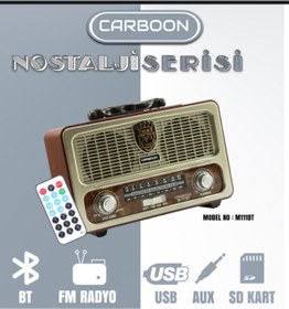 Resim Carboon Şarjlı Nostaljik Radyo Bluetootlu-kumandalı Usb/sd/mp3 M-111bt 