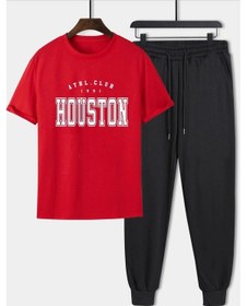 Resim Unisex Houston Baskılı 2'li Eşofman Takımı Kırmızı 