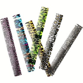 Resim Profesyonel Leopar Desenli Çift Taraflı Saç Taranır ve Şekillendirici Tarak - Plastik Kıllarla, Erkekler & Kadınlar için Normal Saçlarda Salon Kullanımı İçin Ergonomik Tasarım, Saç Salonu Aksesuarları, İnce Metalik Bitiş 