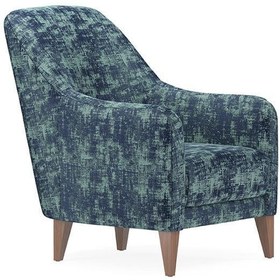 Resim Enza Home Fiore Berjer, Keten Dokulu - Lacivert 