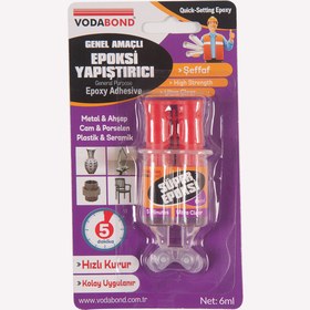 Resim Vodabond Şırınga Epoxy 2K Genel Amaçlı Yapıştırıcı Şeffaf 6ML 