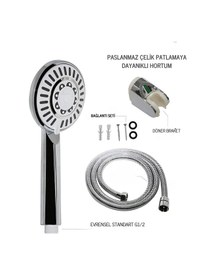 Resim Desiphon 5 Fonksiyonllu Güneş Duş Seti Hortum Mafsal Ve Başlık Krom 