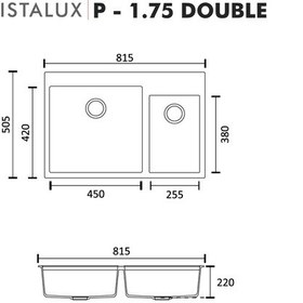 Resim Polex Cristalüx Granit Evye P-1.75 Bej 1.5 Gözlü Tezgah Altı Ve Tezgah Üstü Mutfak Evyesi 81x50.5 CM 