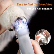 Resim 1 adet LED Işıkla Pet Tırnak Makası, Paslanmaz Çelik Kaymaz Silikon Saplı Köpek ve Kedi Tırnak Makası, Pet Temizleme ve Bakım Araçları için Kanama Önleyici Pet Tırnak Makası 