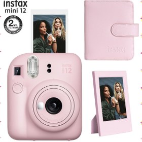 Resim Fujifilm Instax mini 12 Pembe Fotoğraf Makinesi-Çerçeve ve 64'lü Kare Albüm Seti 