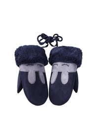 Resim Skycity Kışlık Çocuk Eldiveni - Tam Parmaklı, Kartoon Desenli, Yumuşak Içi, Isı Sağlayıcı, Siyah Mavi 