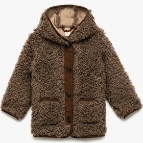 Resim Koton Uzun Kollu Cep Detaylı Kapşonlu Peluş Mont Kahverengi 6wmg20010aw Kahve 