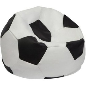 Resim Suni Deri Çocuk Puf Futbol Topu Armut Koltuk Siyah 