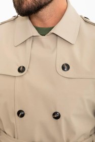 Resim Mcr Düz Slim Fit Kemerli Kruvaze Erkek Trençkot 21300 