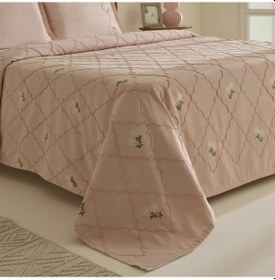 Resim Karaca Home Myra Çift Kişilik Çiçekli Yatak Örtüsü Pudra 