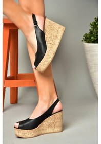 Resim Fox Shoes S996063509 Siyah Dolgu Topuklu Kadın Ayakkabı Siyah 