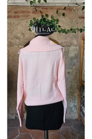 Resim Hilals Butik Geniş ve Katlanabilir Yaka Standart Beden Triko Kazak 