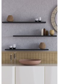 Resim Yankı-BYEG 3lü 70 cm Mat Siyah Mdf Duvar Rafı Kitaplık 