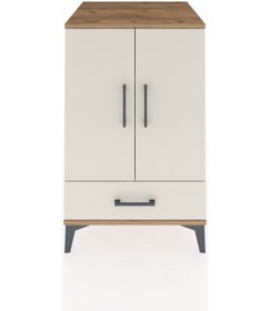 Resim Kronos Komodin 3 Raflı Tek Çekmeceli 2 Kapaklı 60x59x96 Çam-aytaşı Atlas Çam 