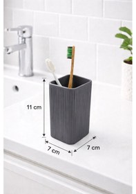 Resim Diş Fırçalık Plastik Gri Kare 3403 Gri 