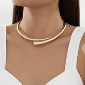 Resim Kadınlar için Vintage Esintili Kalın Metal Bahar Yaka Kolye - 14K Altın Kaplama, Ayarlanabilir Açık Tasarım, Günlük Giyim ve Hediye Verme için Mükemmel, Günlük Takı | Vintage Esintili Takı | Bahar Yaka Tasarımı 