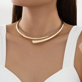 Resim Kadınlar için Vintage Esintili Kalın Metal Bahar Yaka Kolye - 14K Altın Kaplama, Ayarlanabilir Açık Tasarım, Günlük Giyim ve Hediye Verme için Mükemmel, Günlük Takı | Vintage Esintili Takı | Bahar Yaka Tasarımı 