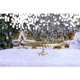 Resim Elta Collection Paşabahçe Lüx Metal Ayaklı Yaldızlı Kek Pasta Standı Sunumluk Altın 