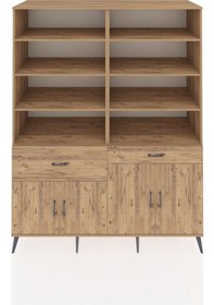 Resim Kronos Gardrop 10 Raflı 2 Çekmeceli 4 Kapaklı 176x59x221 Çam-çam Çam 