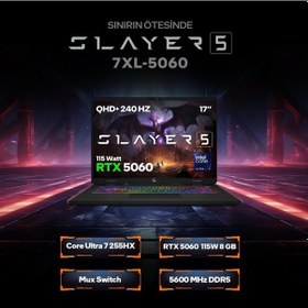 Resim Game Garaj Slayer5 7XL-5060 C3 U7-255HX 32 GB 2 TB RTX5060 17" Free Dos Dizüstü Bilgisayar 