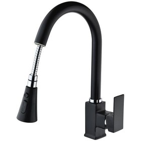 Resim Vilas Diamond Elit Kare Siyah Spiralli Fonksiyonlu Eviye Bataryası 