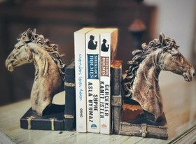 Resim Elegant Horse Bookends, Horse Bookends Decor, Horse Head Bookshelf Decor, Stylish Bookends Gift, Polyester Bookend Set,Horse Statue Bookends - Object-28 