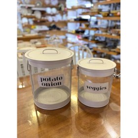 Resim Stripe Bej Galvaniz Patates Soğan Kabı&sebzelik 