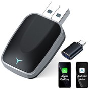 Resim Yaozixa Kablosuz Carplay & Android Auto Adaptörü - Bluetooth/wlan Bağlantı, Ses Kontrol, İos 10+ Ve Android 11+ Uyumlu, Usb Tak Ve Kullan Gümüş Gri 