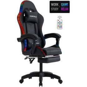 Resim Fashcolle Black Star Işıklı - Masaj Özellikli Oyuncu Koltuğu Black 