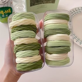 Resim 10 adet yeşil saç bandı, pembe saç lastiği, şık aksesuarlar 