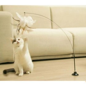 Resim Vantuzlu Tüylü Zilli Kedi Oyun Oltası 