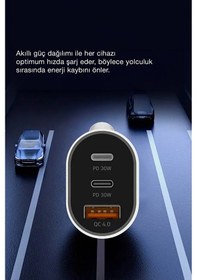 Resim 30w Pd Araç İçi Çakmaklık Hızlı Şarj Başlığı 3 Port - Usb-c, Akıllı Güç Koruma Sistemli 1 