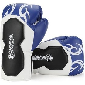 Resim Titan Sport Mavi Beyaz İşlemeli Model-2 Boks Eldiveni Çok Renkli 