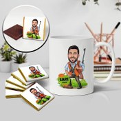 Resim Avcı Karikatürlü Kupa ve Çikolata 