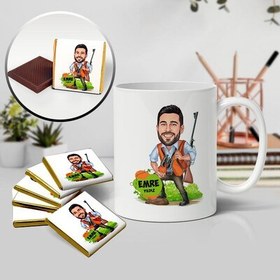 Resim Avcı Karikatürlü Kupa ve Çikolata 