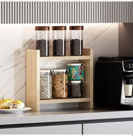 Resim Dekorosso Lara Kahve Köşesi Rafı Mutfak Rafı Tezgah Rafı Safir 