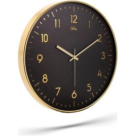 Resim Gold İnce Latin Siyah Zeminli Duvar Saati 43 Cm Siyah 
