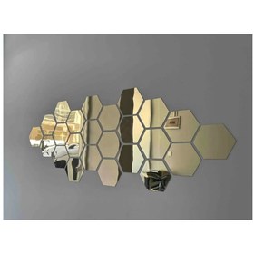 Resim Numa Concept Altıgen Bal Peteği 12'li Aynalı Gold Pleksi Duvar Dekorasyon Lazer Kesim 10x10 Cm 