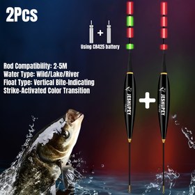 Resim 2'li Paket Renk Değiştiren Işıklı Şamandır, Gündüz ve Gece Kullanım için Çift Amaçlı Elektronik Balık Tutma Yüzdürme Cihazları, İstakoz ve Karayolu Kaydırmaz Olta Avcılığı 