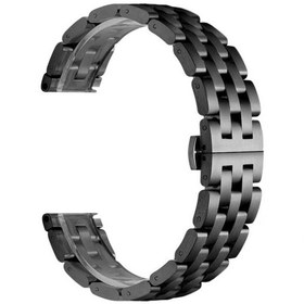 Resim Samsung Galaxy Watch 46mm (22mm) Uyumlu Kordon Metal Geçmeli Paslanmaz KRD-20 Kayış Siyah 