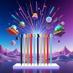 Resim Jowxsx 10 adet şık renk dokunmatik Stylus kalem uyumlu Wii U WIIU Gamepad konsolu Wii U denetleyicileri aksesuarları 