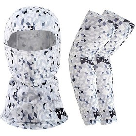 Resim Ranyeek Yaz Sıcağına Karşı Buz Etkili Bisiklet Kol Kılıfları Ve Yüz Maskesi Seti, Uv Koruma Ve Rahatlık Sunar Gri 